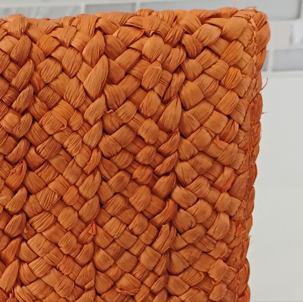 NWT Orange Woven Raffia Clutch - Picture 3 of 8